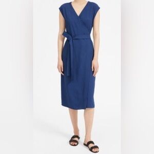 Everlane Japanese GoWeave Wrap Dress in Navy Blue – Size 14